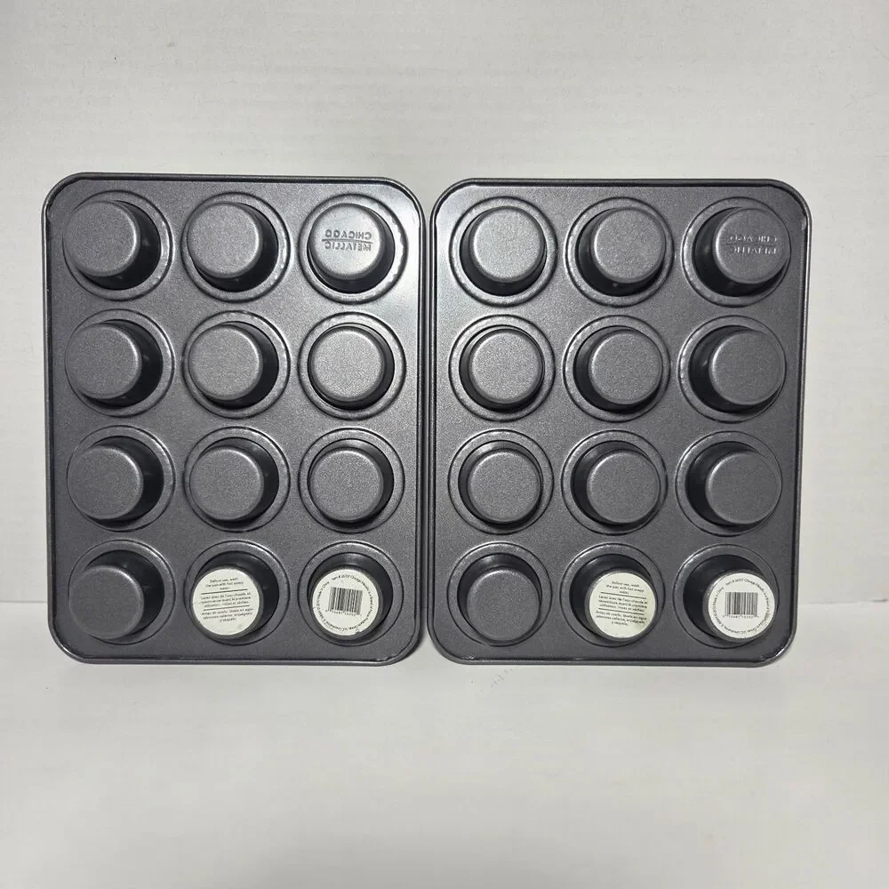NEW Lot of 2 Chicago Metallic 12-Cup Muffin Pans Non-Stick Heavy Duty Cupcake